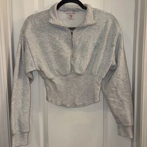 Victoria's Secret Light Gray Cropped Quarter-Zip Sweatshirt